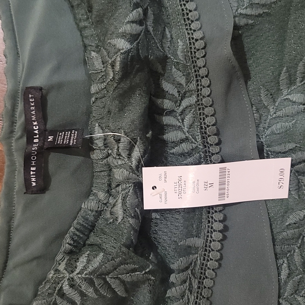 White House Black Market Women's Size M Cool Olive Blouse - Picture 3 of 3